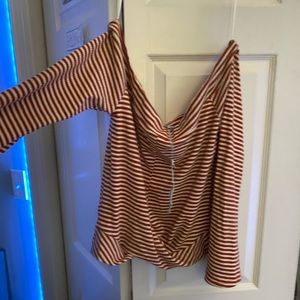 Red and White Striped Off the shoulder top!